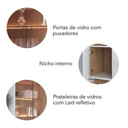 Cristaleira 2 Portas de Vidro Noronha com Led - 2
