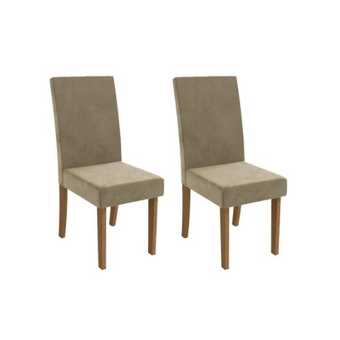 Kit 2 Cadeiras de Cozinha Dália 2cad131 Madeirado 2 Un Canela/suede Bege - Kappesberg