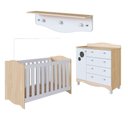 Ver imagem 5 de Quarto Infantil 3 Peças Berço 3 em 1 Cômoda 1 Porta 4 Gavetas Prateleira Carvalho Araguaia