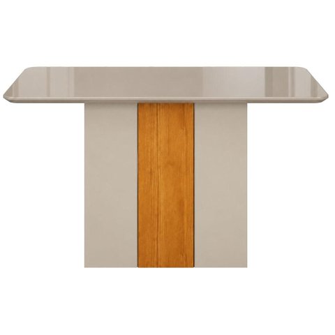 Mesa de Jantar Doha 120x80 Canto Copo com Vidro Off White Cinamomo Off White - Leifer