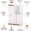 Ver imagem 3 de Cômoda para Quarto com Espelho 2 Portas 4 Gavetas 120cm Tulsa V01 Branco Camarim - Lyam Decor