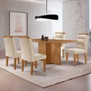 Ver imagem 1 de Mesa de Jantar Olímpia 120cm Mdf Canto Copo e com 4 Cadeiras Carol