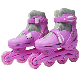 Patins Roller In Line 4 Rodas Em Linha Infantil Feminino + Acessórios Rosa Importway - 37 - 5 Patins Roller In Line 4 Rodas Em Linha Infantil Feminino + Acessórios Rosa Importway - 37 - 5