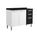 Ver imagem 1 de Módulo Cozinha Bertolini Gourmet Balcão 7124 3 Portas e 2 Gavetas c/Tampo Branco/Preto