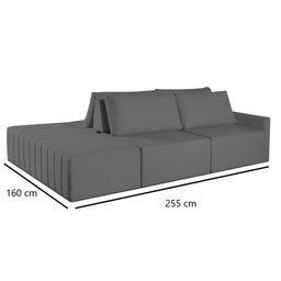 Sofá Ilha Marrocos Modular com Puff 255 Cm Bouclê Grafite - 2