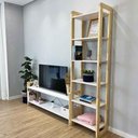 Ver imagem 3 de Rack TV Slim Linea 141,5cm Madeira Pinus com Estante Branco e Natural Artfactory Design 6