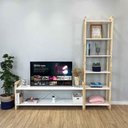 Ver imagem 2 de Rack TV Slim Linea 141,5cm Madeira Pinus com Estante Branco e Natural Artfactory Design 6