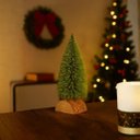 Ver imagem 3 de Mini Pinheiro de Mesa com Base em Tronco de Madeira Rústico 30cm Modelo Premium Realista