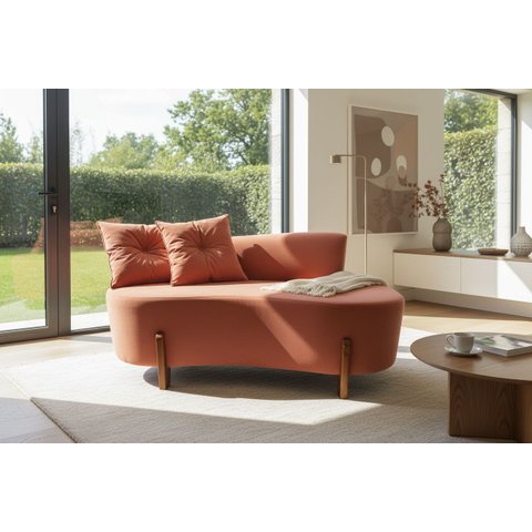 Namoradeira Sofá Feijão Luna 130cm Orgânica Veludo Terracota