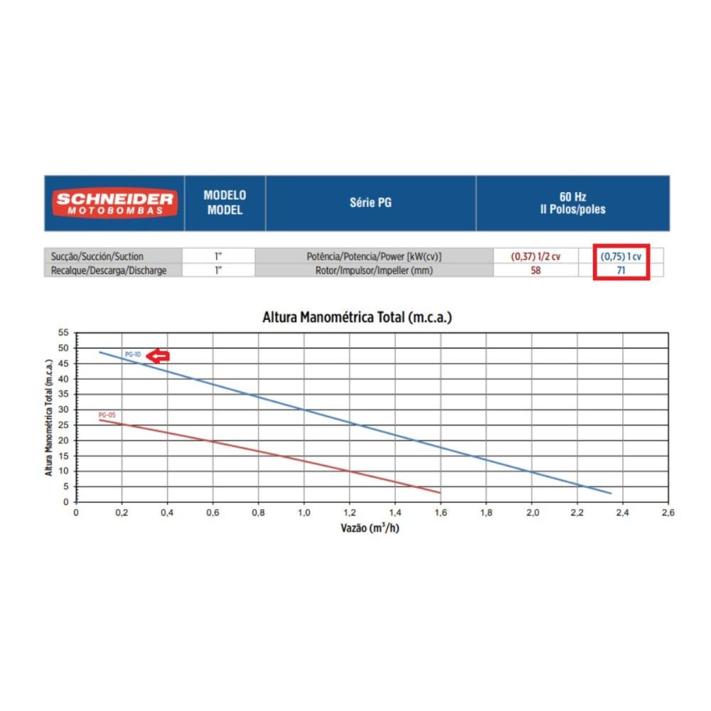 Motobomba Periférica Schneider Pg-10 1 Polegada 1cv 127v - 2