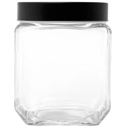 Kit Potes de Vidro 1,2l e 2,2l Gran Gastro Lyor Tampa Metal Preta Mantimentos - 4