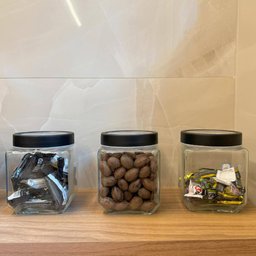 Kit Potes de Vidro 1,2l e 2,2l Gran Gastro Lyor Tampa Metal Preta Mantimentos - 2