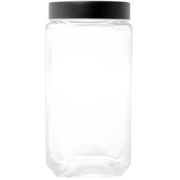 Kit Potes de Vidro 1,2l e 2,2l Gran Gastro Lyor Tampa Metal Preta Mantimentos - 7