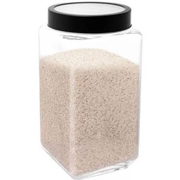 Kit Potes de Vidro 1,2l e 2,2l Gran Gastro Lyor Tampa Metal Preta Mantimentos - 6