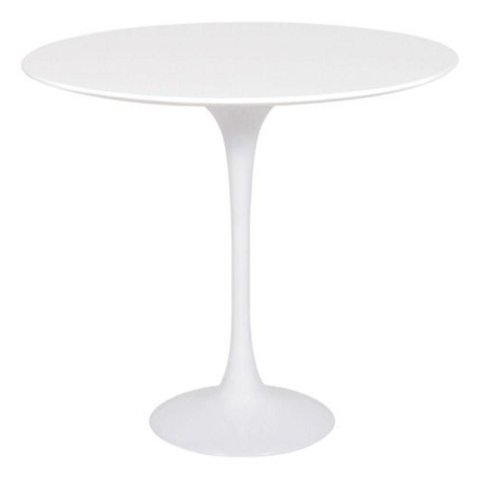 Mesa Lateral Tulipa Saarinen Redonda 51 Cm - Laqueado Base Branca