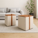 Ver imagem 3 de 2 Puff Quad. Éros Cr. Ln. Bege Car.