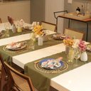 Ver imagem 2 de Trilho de Mesa em Tecido Poli-linho Ponto Ajour 2,10m Mameg Verde Musgo