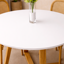 Ver imagem 3 de Mesa de Jantar Redonda Livia 90cm Branca com Base em Madeira Maciça Mel