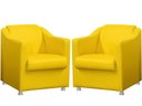Ver imagem 1 de Kit 2 Poltronas Decorativa Biane Couro Amarelo Pés Cromado Mz Decor