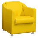 Ver imagem 2 de Kit 2 Poltronas Decorativa Biane Couro Amarelo Pés Cromado Mz Decor