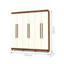 Ver imagem 2 de Guarda-roupa Elegance 6 Portas Imbuia Champanhe 8 Pés Madeira 225cm Altura 218cm