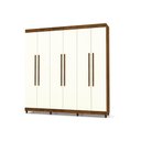 Ver imagem 4 de Guarda-roupa Elegance 6 Portas Imbuia Champanhe 8 Pés Madeira 225cm Altura 218cm