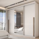 Ver imagem 1 de Guarda-roupa Casal Arcadia 3 Portas 6 Gavetas com Espelho Branco - Panorama Móveis