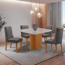 Ver imagem 1 de Mesa de Jantar Olímpia 90 cm Tampo MDF Vidro Canto Copo com 4 Cadeiras Carolina