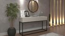 Ver imagem 1 de Aparador Buffet Off White Eros 90cm Estilo Industrial Base de Ferro Preto para Cantinho do Café