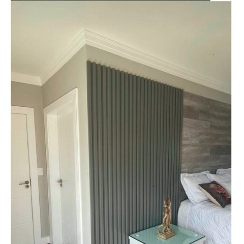 Acabamento para Painel Ripado 3,1cm x 2,1 cm X2,85m Lado Direito Casa Grassi Cinza/Fendi