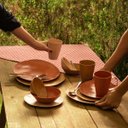 Ver imagem 3 de Prato Raso Avulso 26cm Orgânico Sortido com Relevo Lyor para Servir Mesa Posta