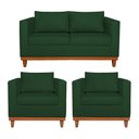 Ver imagem 1 de Kit Sofá 3 Lugares e 2 Poltronas Europa 180 cm Estilo Conforto e Elegância Suede Verde - Amarena