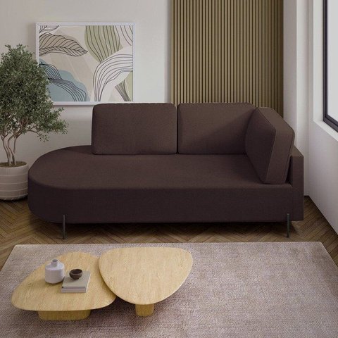 Sofá Living Orgânico 2 Lugares Veludo Marrom Norten 175cm