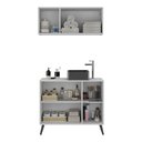 Ver imagem 4 de Conjunto Gabinete de Banheiro e Armário Aéreo 3 Portas Retrô Multimóveis Mp5055 Branco/preto