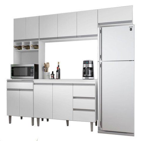 Cozinha Modulada 5 Peças 241 Cm Andreia Branco Reajl Branco