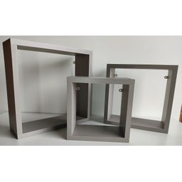 Kit 3 Nichos Decorativo Mdf Quadrado Quarto Sala Decoração Escritório Casa - Gianduia Trama - 1