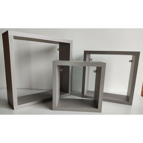 Kit 3 Nichos Decorativo Mdf Quadrado Quarto Sala Decoração Escritório Casa - Gianduia Trama