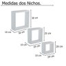 Kit 3 Nichos Decorativo Mdf Quadrado Quarto Sala Decoração Escritório Casa - Gianduia Trama - 3