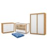 Dormitório Tutto New 2 Portas, Cômoda 1 Porta, Berço Branco Soft/Freijó com Colchão - Matic Móveis - 1