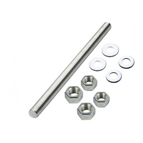 Barra Roscada de 3/8" X1,00mt Kit 4 Barras de 16 Porcas e 16 Arruela