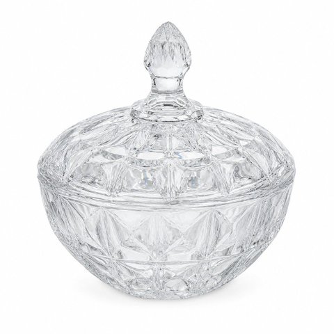 Bomboniere Diamond de Vidro com Tampa 19,5cm