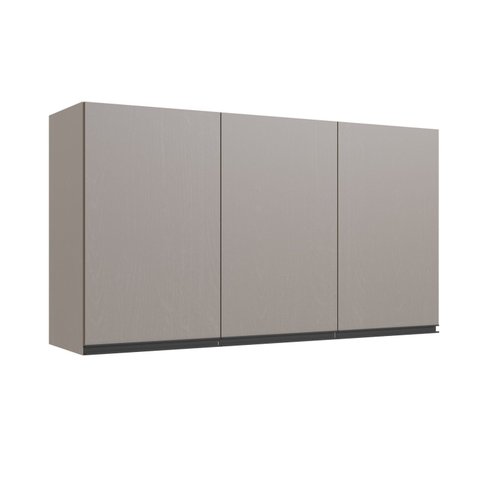 Armário Aéreo de Cozinha 120cm 3 Portas Cinza/Fumê