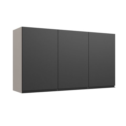 Armário Aéreo de Cozinha 120cm 3 Portas Cinza/Fumê/Grafite