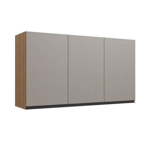 Armário Aéreo de Cozinha 120cm 3 Portas Marrom/Montana/Fumê