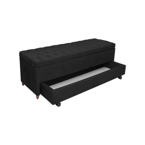 Recamier com Auxiliar Casal Suede(1.38x0.50):preto