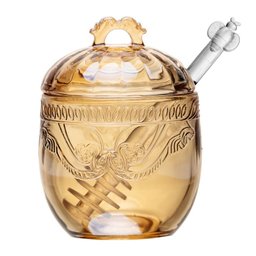 Meleira de Cristal Ecológico com Colher e Tampa Imperial Ambar Metalizado 240ml - Lyor - 1