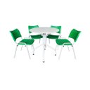 Ver mais imagens de Jogo Mesa Redonda para Restaurante Comércio com 4 Cadeiras Iso Verde Base Branca Ecomhome