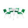 Jogo Mesa Redonda para Restaurante Comércio com 4 Cadeiras Iso Verde Base Branca Ecomhome - 8