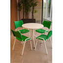 Ver imagem 1 de Jogo Mesa Redonda para Restaurante Comércio com 4 Cadeiras Iso Verde Base Branca Ecomhome