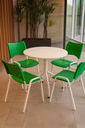 Ver imagem 1 de Jogo Mesa Redonda para Restaurante Comércio com 4 Cadeiras Iso Verde Base Branca Ecomhome
